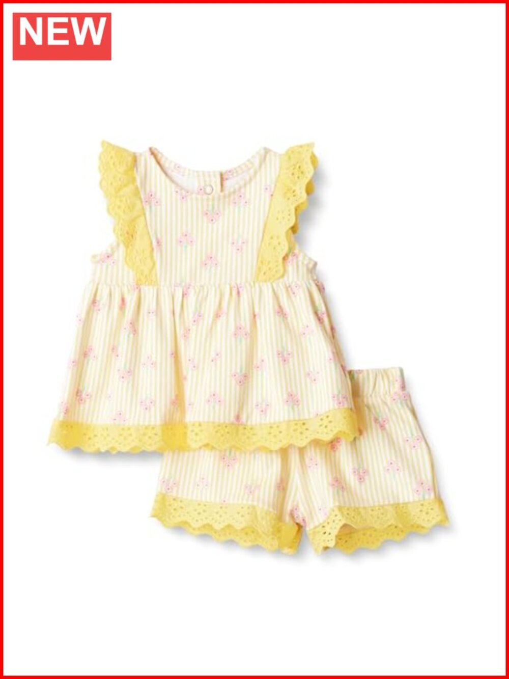 Toddler Baby Girls Cotton Eyelet Top & Shorts Play Set 2-Piece Outfit